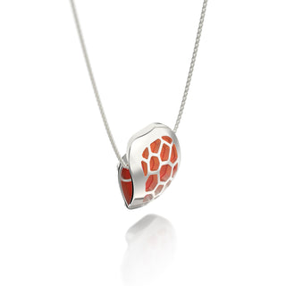 Hexagon Coral Pendant - Sunset Orange - Sterling Silver