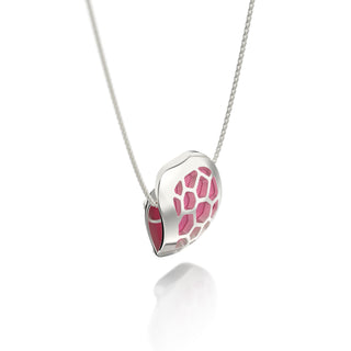 Hexagon Coral Pendant - Guava Pink - Sterling Silver