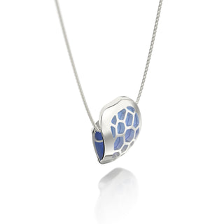 Hexagon Coral Pendant - Gazebo Blue - Sterling Silver