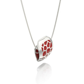 Hexagon Coral Pendant - Firecracker Red - Sterling Silver