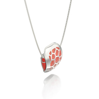 Hexagon Coral Pendant - Crossandra Orange - Sterling Silver