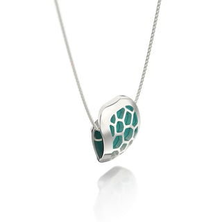 Hexagon Coral Pendant - Shophouse Teal - Sterling Silver