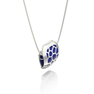 Hexagon Coral Pendant - Royal Blue - Sterling Silver