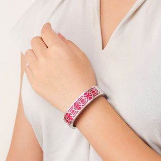 Peranakan Grace Bangle - Dragonfruit Pink - Sterling Silver