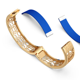 Celestial Blue Peranakan Grace - Slim Bangle - Gold Vermeil