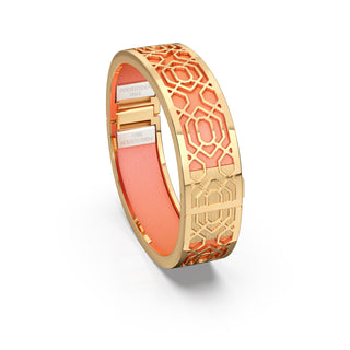 Crossandra Orange Peranakan Grace - Slim Bangle - Gold Vermeil