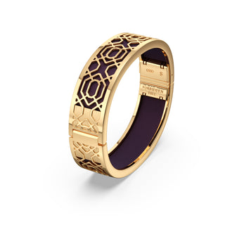 Deep Plum Peranakan Grace - Slim Bangle - Gold Vermeil