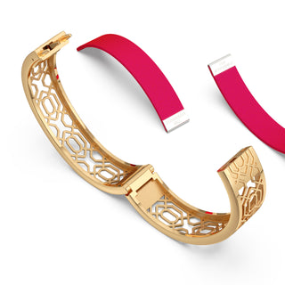 Dragonfruit Pink Peranakan Grace - Slim Bangle - Gold Vermeil