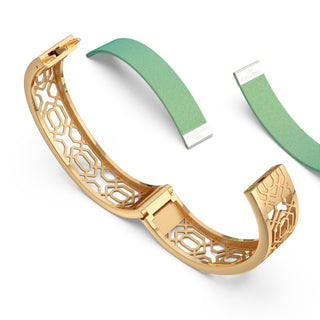 Palm Tree Green Peranakan Grace - Slim Bangle - Gold Vermeil