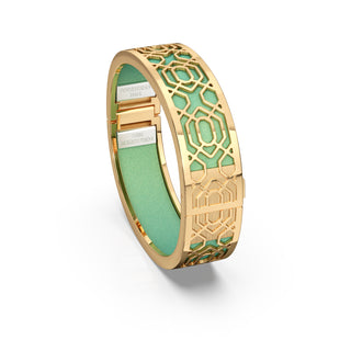Palm Tree Green Peranakan Grace - Slim Bangle - Gold Vermeil