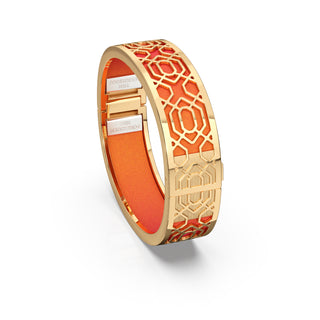 Sunset Orange Peranakan Grace - Slim Bangle - Gold Vermeil