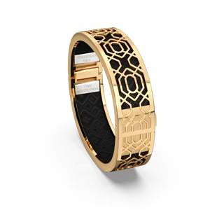 Obsidian Black Peranakan Grace - Slim Bangle - Gold Vermeil