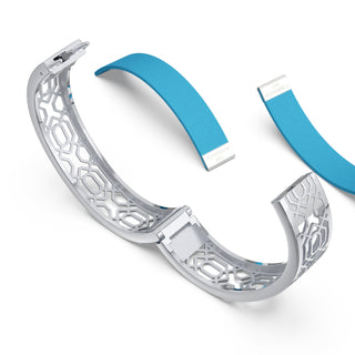 Turquoise Blue Peranakan Grace - Slim Bangle - Sterling Silver