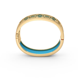 Turquoise Blue Peranakan Grace - Slim Bangle - Gold Vermeil