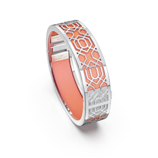 Peranakan Grace Bangle - Crossandra Orange - Sterling Silver