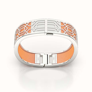 Peranakan Grace Bangle - Crossandra Orange - Sterling Silver