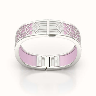 Peranakan Grace Bangle - Frangipani Pink - Sterling Silver