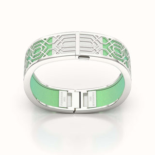 Peranakan Grace Bangle - Palm Tree Green - Sterling Silver