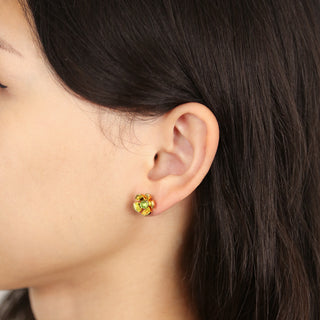 Orchid Garden Small Stud Earrings - Gold Vermeil - Peridot