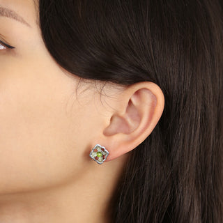 Forbidden Spring Small Stud Earrings - Sterling Silver - Peridot