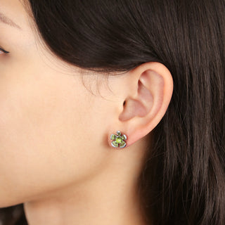 Orchid Garden Small Stud Earrings - Sterling Silver - Peridot