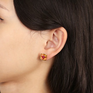 Forbidden Spring Small Stud Earrings - Gold Vermeil - Ruby