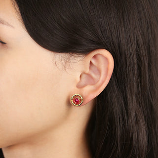 Jalan Besar Small Stud Earrings - Gold Vermeil - Ruby