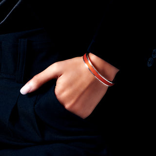 Edge Bangle - Lava Orange - Sterling Silver