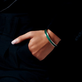 Edge Bangle - Emerald Green - Sterling Silver