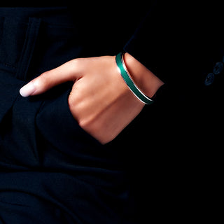 Edge Bangle - Emerald Green - Sterling Silver