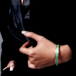 Edge Bangle - Palm Tree Green - Sterling Silver