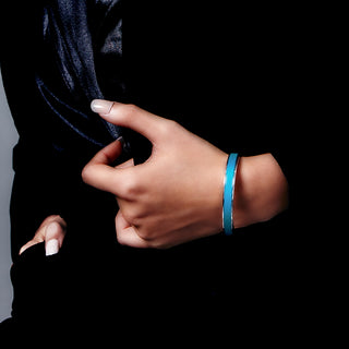 Edge Bangle - Turquoise Blue - Sterling Silver