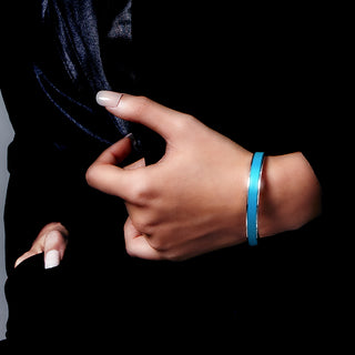 Edge Bangle - Turquoise Blue - Sterling Silver