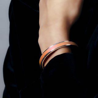 Edge Bangle - Crossandra Orange - Sterling Silver