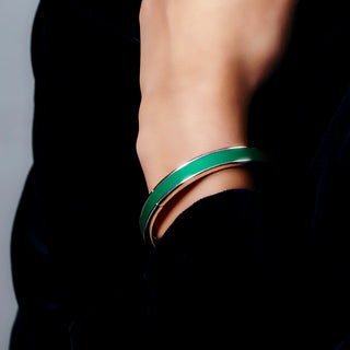 Edge Bangle - Python Green - Sterling Silver