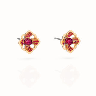 Forbidden Spring Small Stud Earrings - Gold Vermeil - Ruby