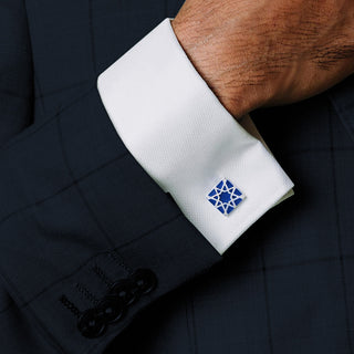 Melaka Cufflinks - Sterling Silver - Imperial Blue