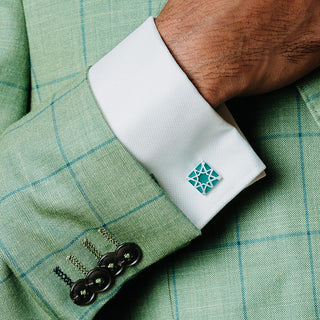 Melaka Cufflinks - Sterling Silver - Jade Green