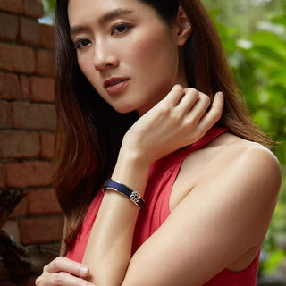 Nonya Blossom Silk Cuff - Gazebo Blue