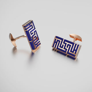 Ban Zu Cufflinks - 18k Rose Gold Vermeil - Imperial Blue