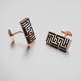 Ban Zu Cufflinks - 18k Rose Gold Vermeil - Obsidian Black