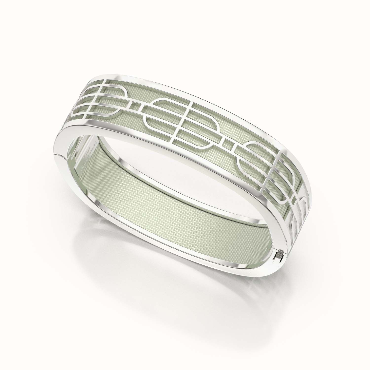 Nanyang Dream Bangle - Shophouse Olive - Sterling Silver