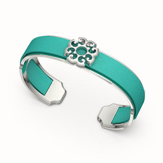 Nonya Blossom Silk Cuff - Shophouse Teal