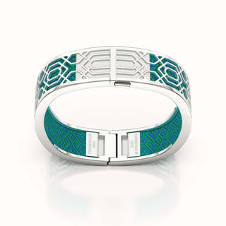 Peranakan Grace Bangle - Andaman Green - Sterling Silver