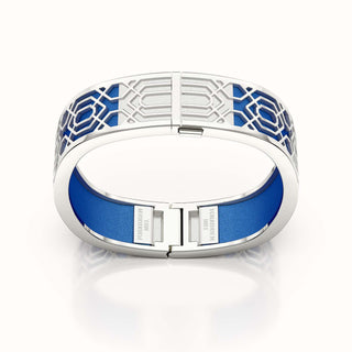 Peranakan Grace Bangle - Celestial Blue - Sterling Silver