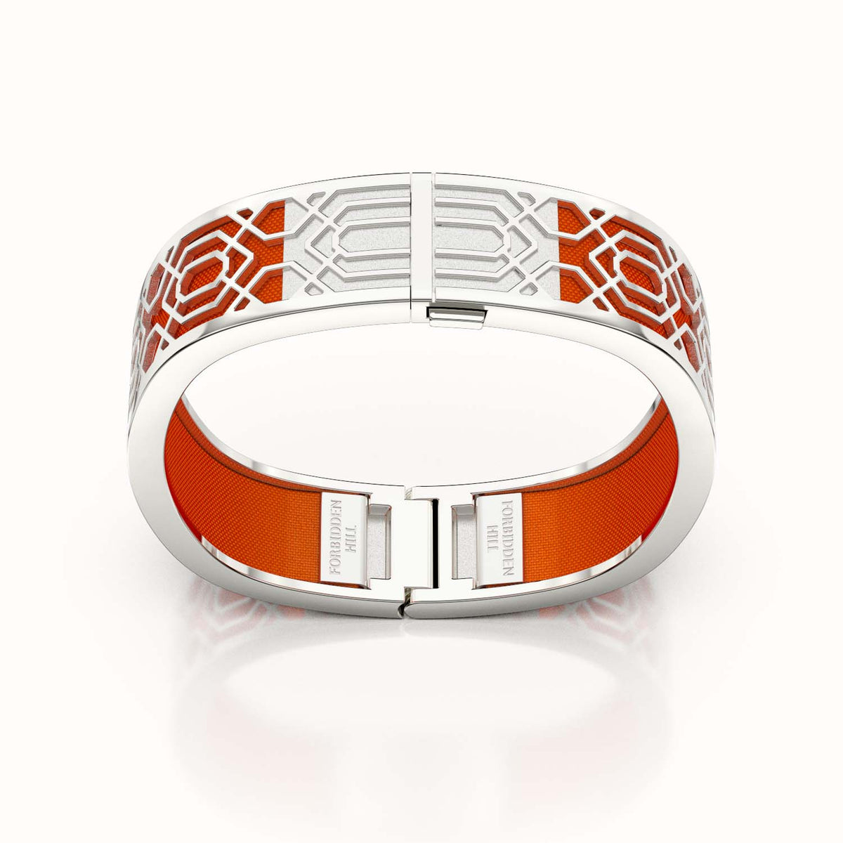 Peranakan Grace Bangle - Lava Orange - Sterling Silver