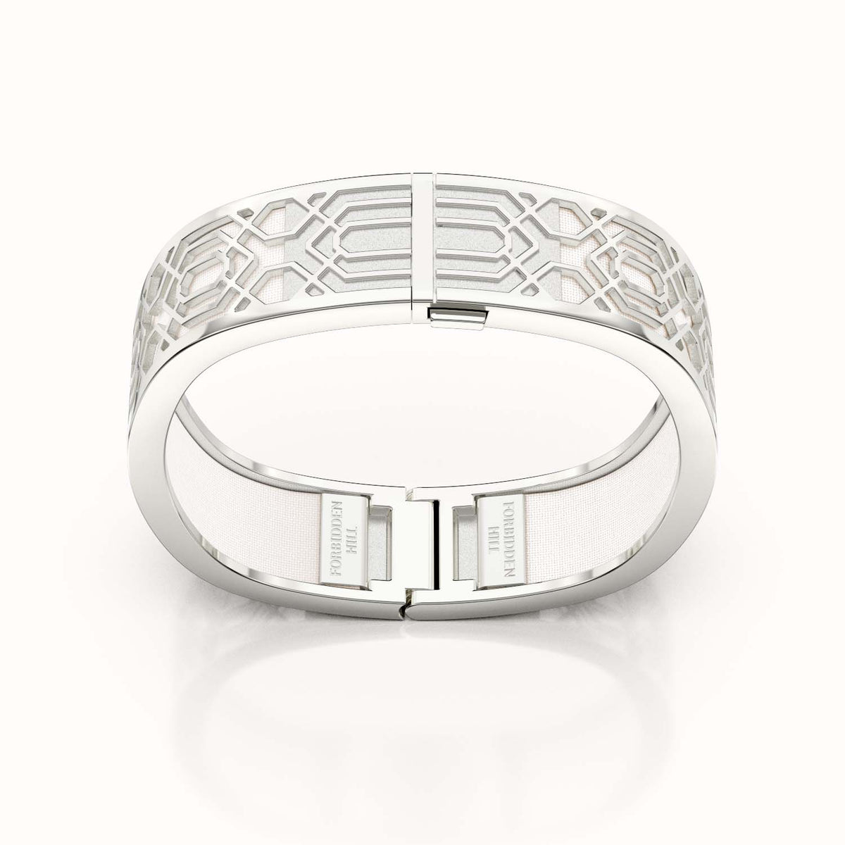 Peranakan Grace Bangle - Lychee White - Sterling Silver