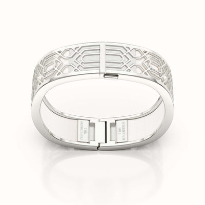 Peranakan Grace Bangle - Lychee White - Sterling Silver