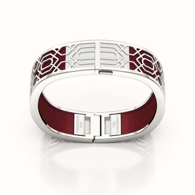 Peranakan Grace Bangle - Mangosteen Red - Sterling Silver