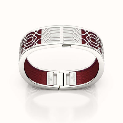 Peranakan Grace Bangle - Mangosteen Red - Sterling Silver